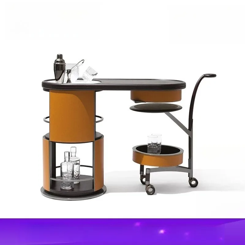Movable trolley, dining car Italian minimalist high-end wine bar coffee machine side cabinet