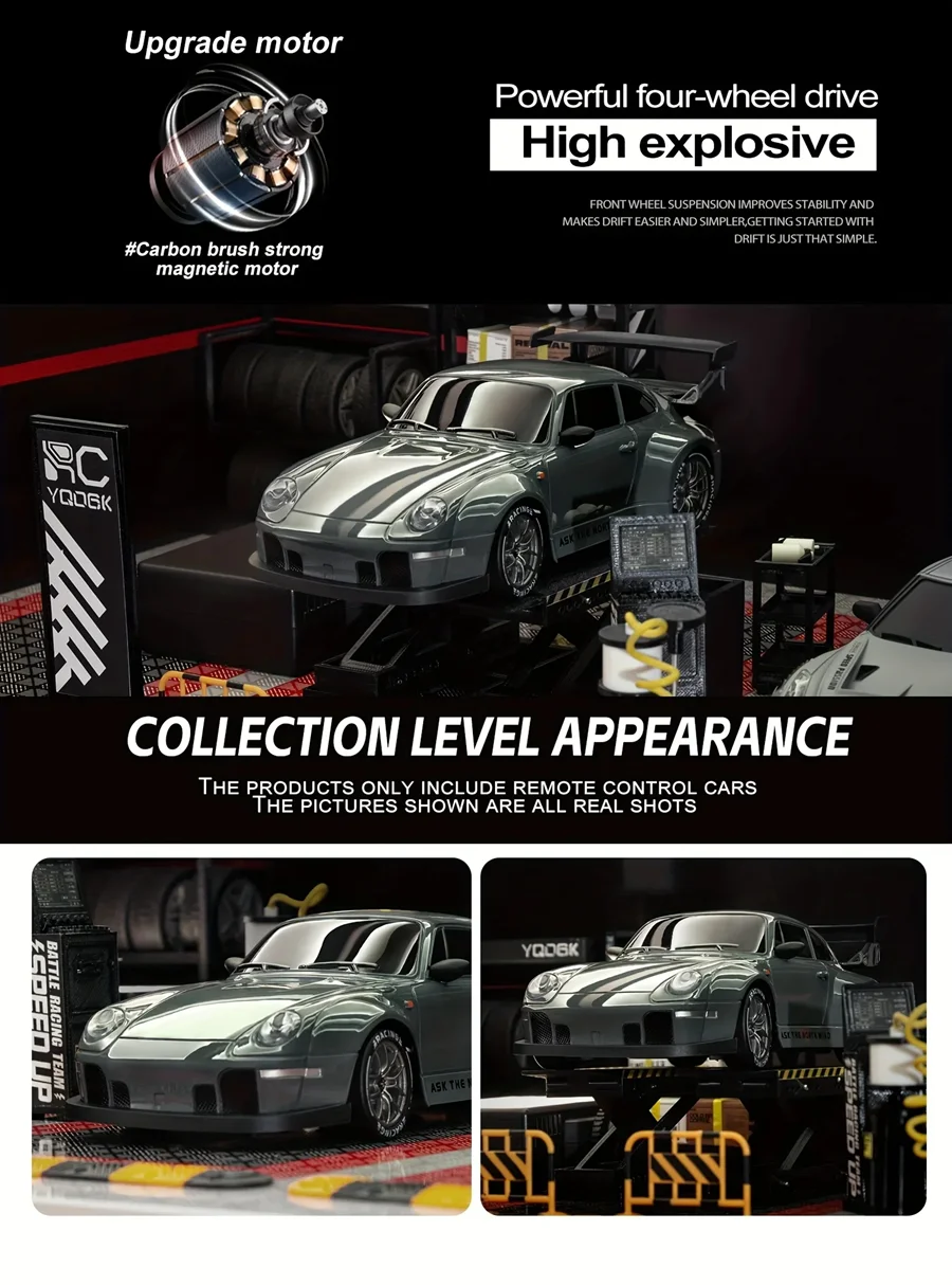 Oike 4WD Ferngesteuertes Drift-Auto 1:24 Mini Ferngesteuertes Rennauto Modell 2.4G Funk Hochgeschwindigkeits 4X4 RC Auto Fahrzeug Spielzeug – Detail 7