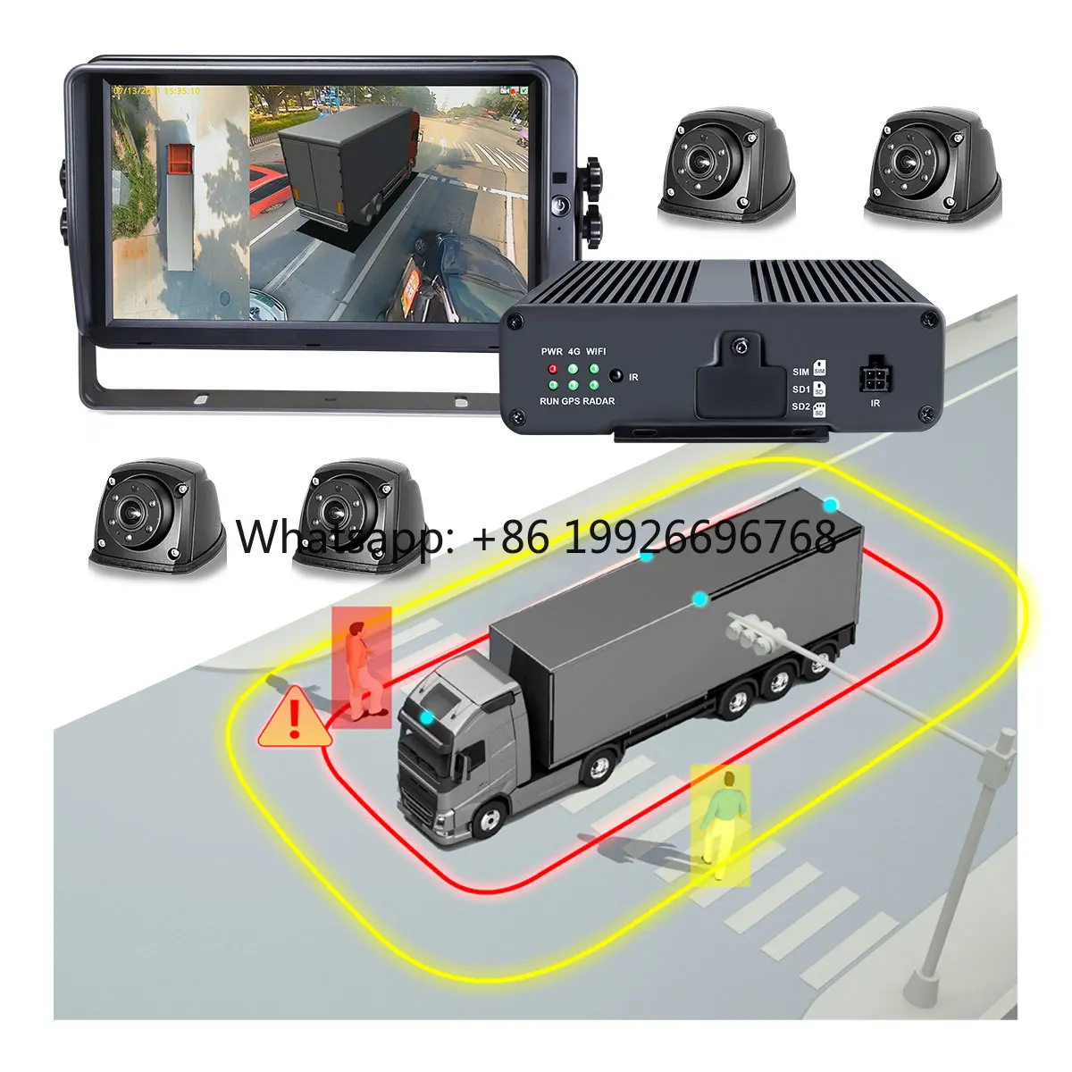 

Ultra HD 1080P 360 Panoramic 3d Bird View Dash Camera with Recording for Truck Drivers Safety
