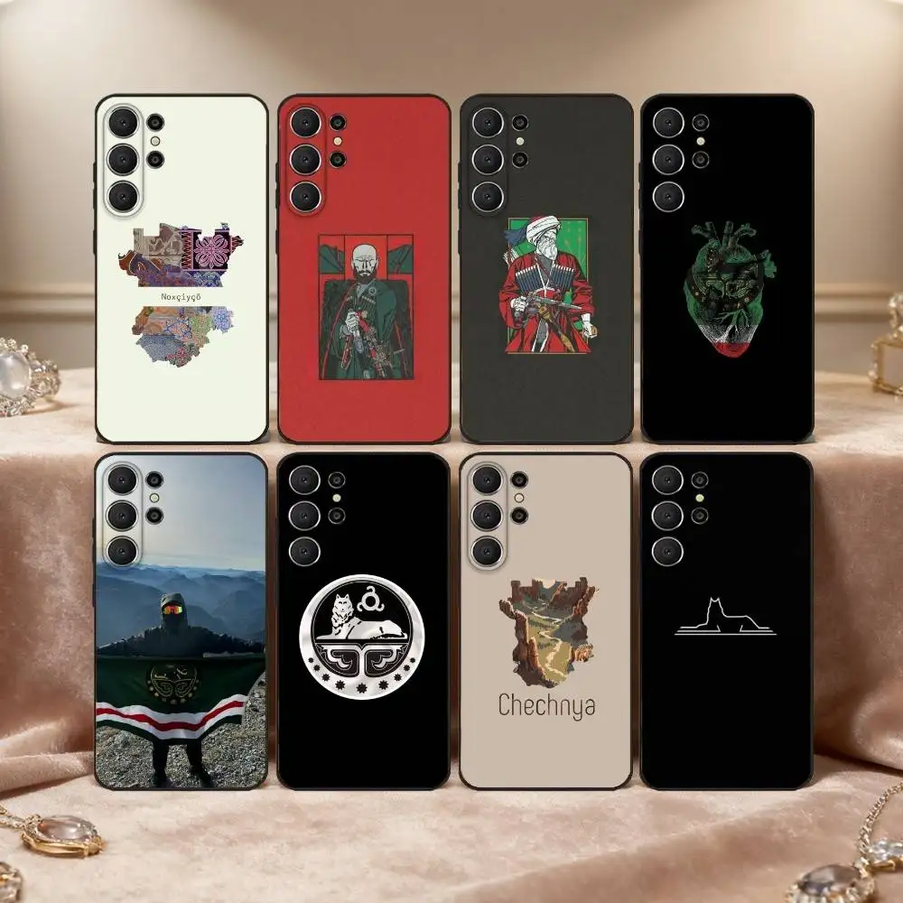 

C-Chechen National Flag Phone Case For Samsung S26,S25,S24,S21,S22,S23,S30,Ultra,S20,FE,Lite,10,9,Black Cover