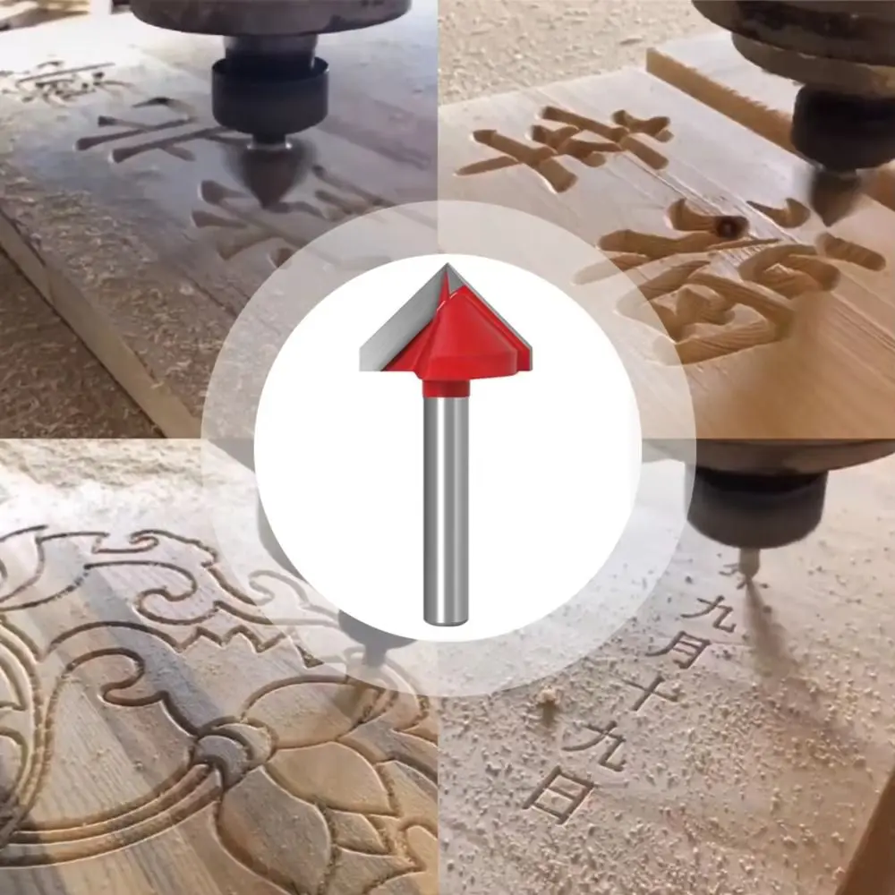 Cupboard Professional Shank Router Bits Precision Steel V Type 90 Degree Router Bits Durable Efficient Milling Cutter Hand Tool