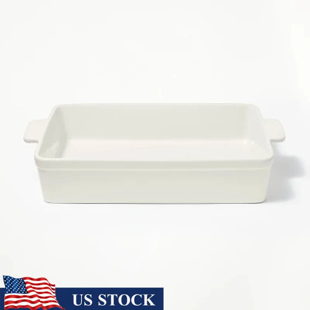 

Rectangle Stoneware Baking Dish 9x13 Inch Microwave Dishwasher Safe Oven Safe 4.4 Quart Capacity with Side Handles