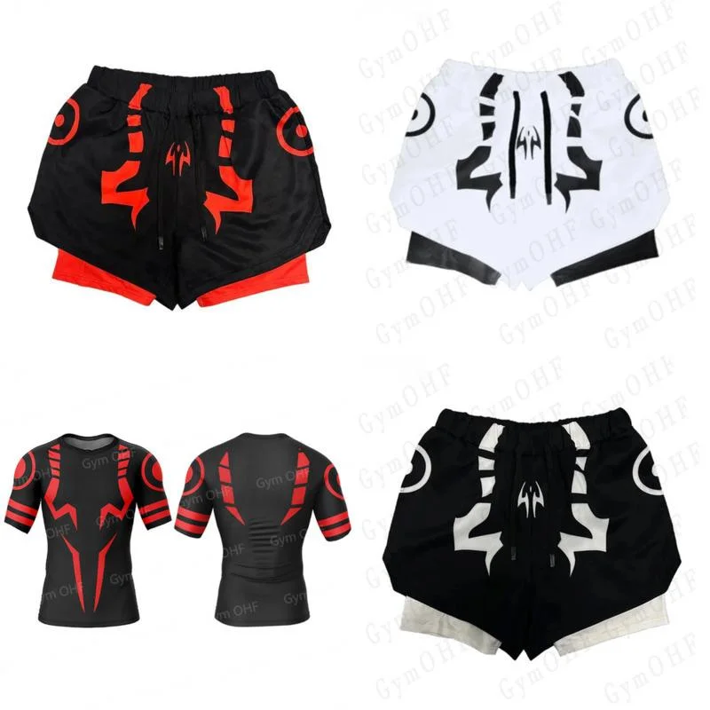 

Jujutsu Battle Digital 3D Printed T-shirt Set Autumn GO Double Layer Shorts Long Sleeve 2 Set Run Milk Silk Loose Sportswear New