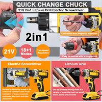 EuroPro 21V 2-in-1 Lithium Drill & Driver Kit - 45Nm Brushed Motor Cordless Screwdriver for Furniture Automotive & Home Repair