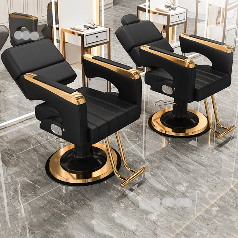 Durable Hair Salon Barber Chairs European Style Apartment Hairdressing Chair Dressing Room Back Armchair Beauty Salon Recliner H