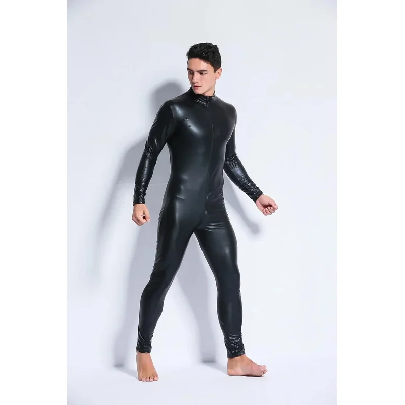 Body Sexy de charol brillante con cremallera para hombre, Catsuit, lencería erótica para hombre adulto, mono fetiche, disfraz Gay lf [5