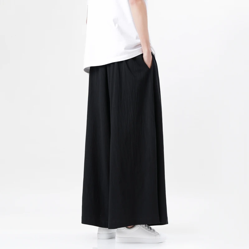 Chinese Style Harajuku Linen Cotton Linen Pants Man Japanese Kimono Pants Male Streetwear Summer Retro Wide-leg Loose Trousers