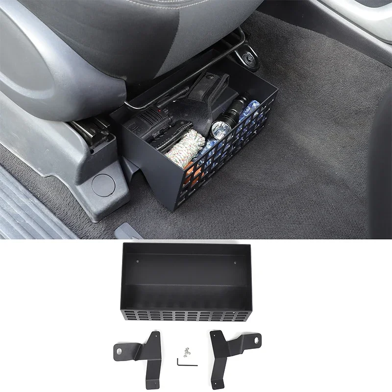 For Nissan Titan 2016-2023 Aluminum Alloy Black Car co-driver seat storage basket finishing basket car interior  accessories