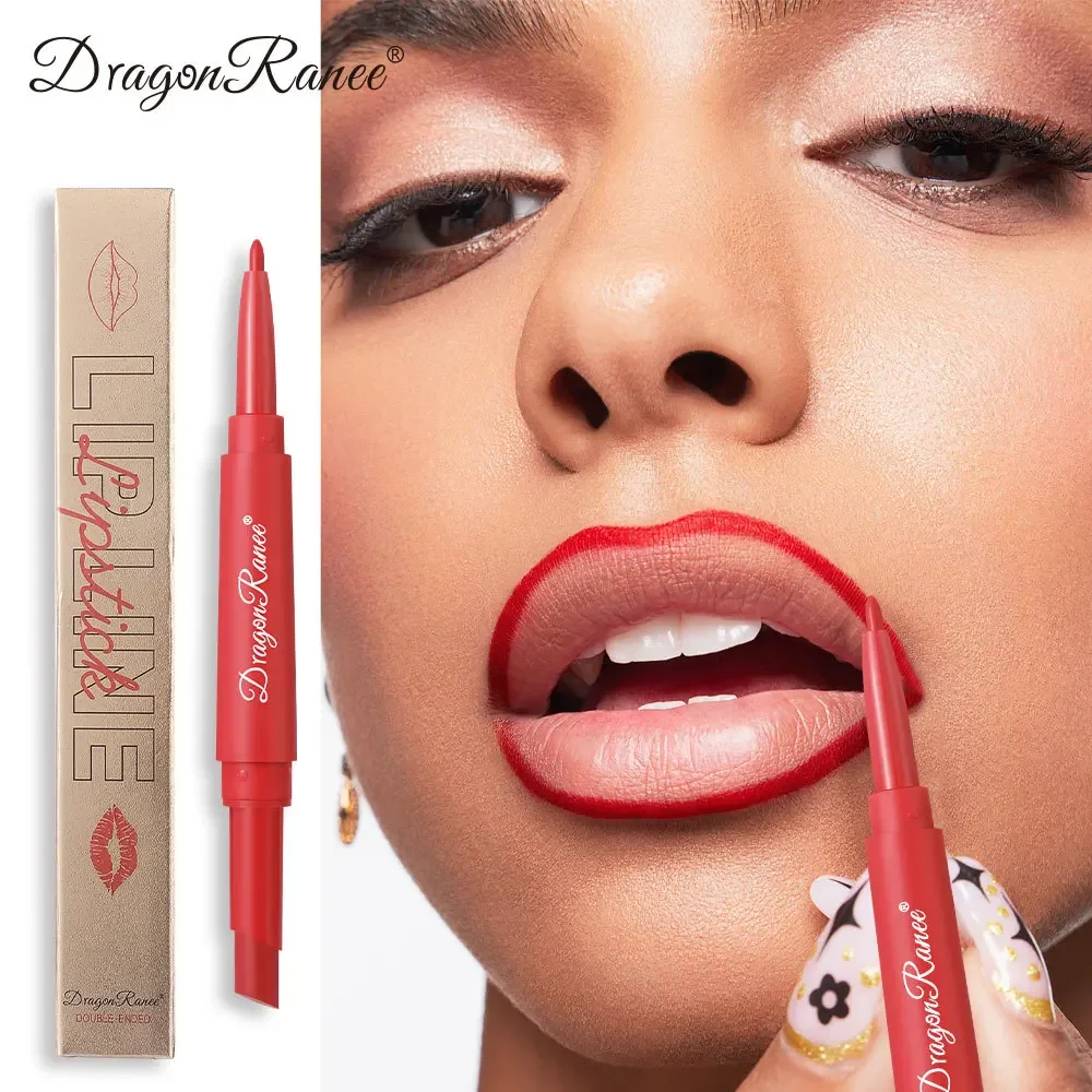 Doppelseitiger Lippenstift, 2-in-1-Lipliner-Lippenstift, langlebig, wasserfest, antihaftbeschichtet, matt, samtig, nicht klebend, nackte Lippen, Make-up