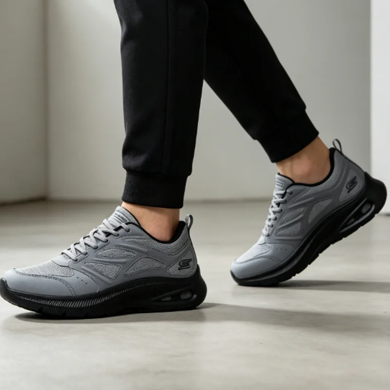 Skechers Men's Spring New Running Shoes, Cushioned Casual Sports Sneakers 118077-CCL