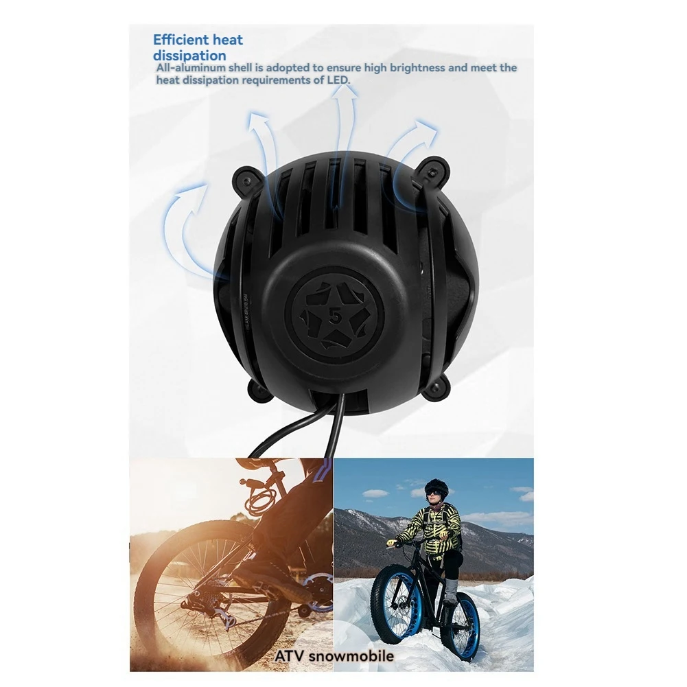 

HOTTURE Electric Bicycle Snowmobile Horn Headlights 36V/48V/60V/72V Night Safe Riding E-Bike Front Headlight