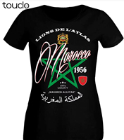 Marokko  Women'S Footballer Soccers T-Shirt - Morocco  Lions  Short Sleeve Cotton Women Clothing Tops Homme Basic Tshirt