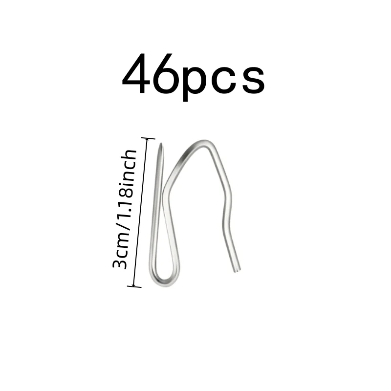 46 pcs 3cm Stainless Steel Curtain Hooks with Sharp Pointed Tip, ideal for Bathroom Shower Hook and Door Curtain Hanging