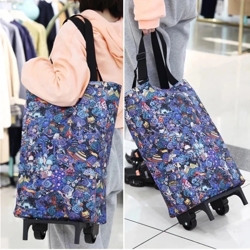 Folding Storage Bag High Capacity Shopping Food Organizer Trolley Bag On Wheels Bags Portable Shopping Bags Buy Vegetables Bags