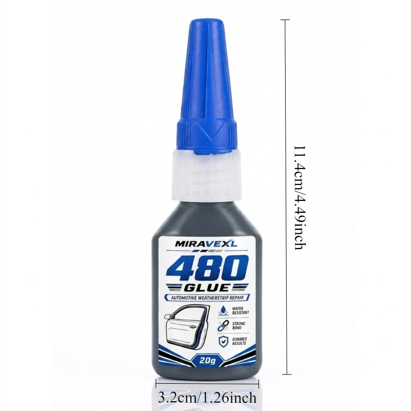480 Rubber Seal Repair Glue 20g, Weatherstrip Adhesive for Car Door Trunk Hood Gasket, Water-Resistant Strong Bond with Dropper view 6