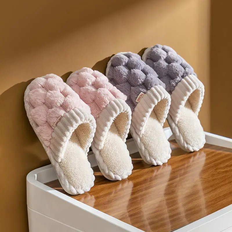 Cotton slippers for women's winter home use, spring and autumn indoor warmth and anti slip home, Cixi winter couple outfit