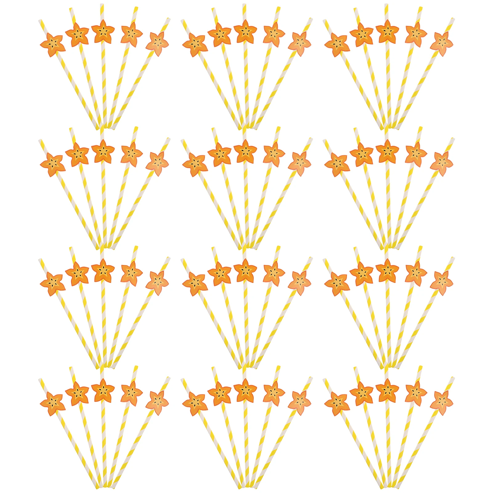 

100pcs Disposable Paper Straws Creative Fruit-Themed Cocktail Accessories Summer Party Juice Travel Straw Decorations Birthday