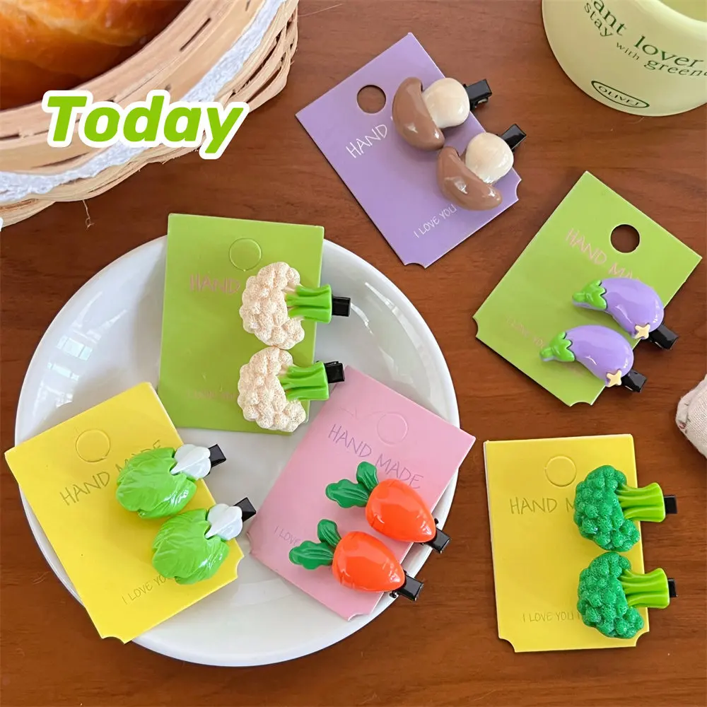 2 Pcs Simulated Funny Vegetable Hair Clip Cute Bangs Fun Clip Duck Beak Clip On The Side Of The Forehead