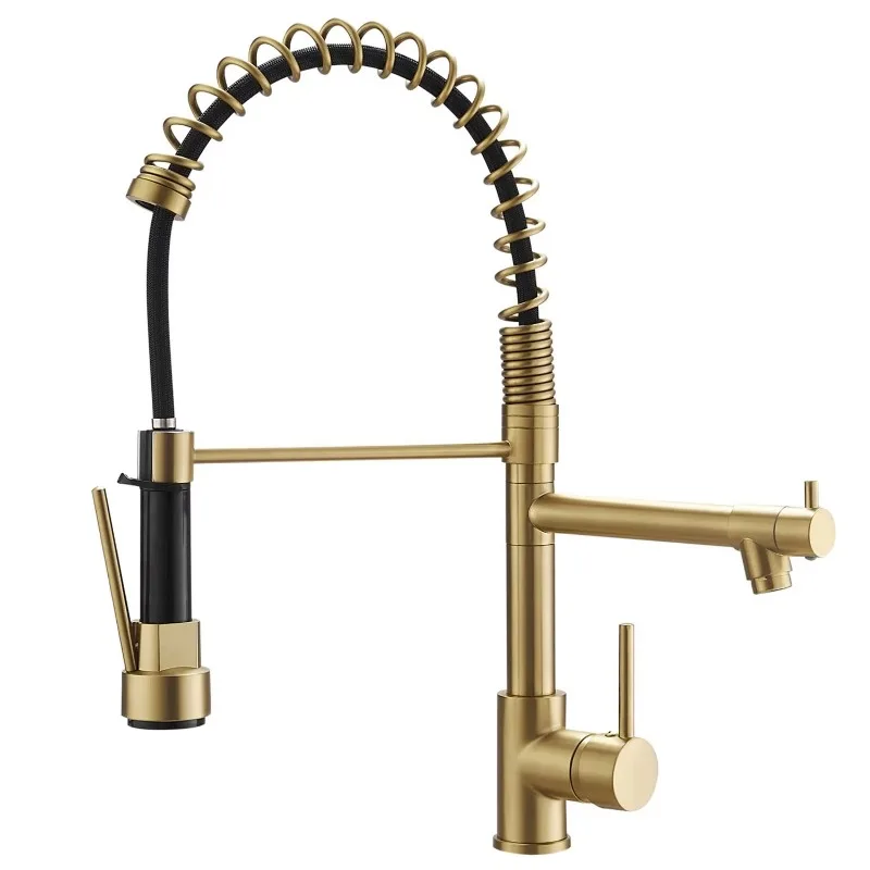 Commercial kitchen faucet single handle design with sink drop-down sprayer