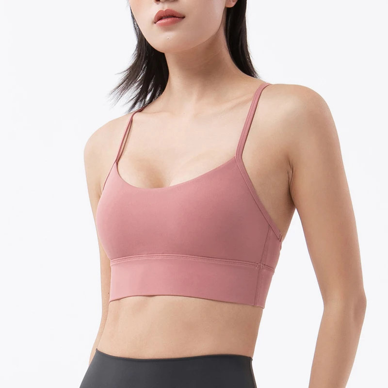 Y-Type Yoga Bra With Padded Workout Running Gym Bra Women Naked-feel Fabric Plain Beautiful Back Sports Bra Fitness Crop Top image 3