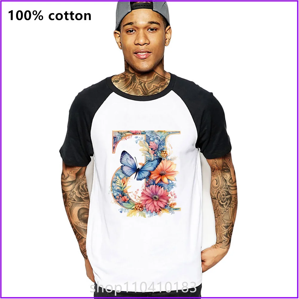 Acuarela Letra J Con Una Mariposa Y Flores Rosas T Shirts For Men'S Women Tshirt T-Shirt Short Clothes Streetwear Gym Plain Whol