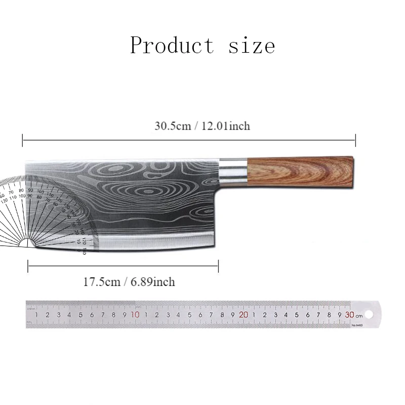 Laser Damascus Pattern Slicing Knife Sharp Stainless Steel Household Kitchen Knife for Female Meat Fish Vegetables Cutting Tools