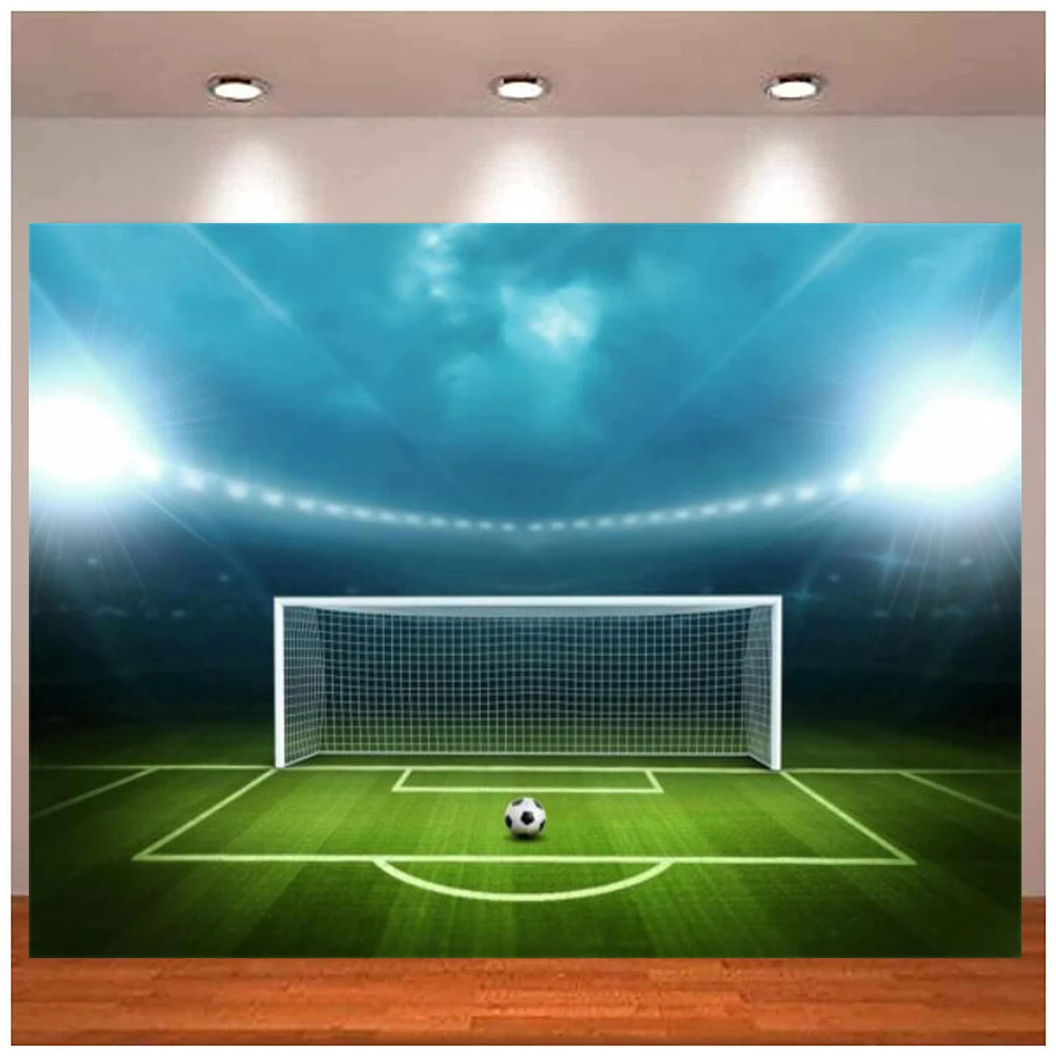 

Soccer Field Background Football Pitch Goal Post Ball Game Stadium Spotlight Photography Backdrop Sports Club Fitness Player