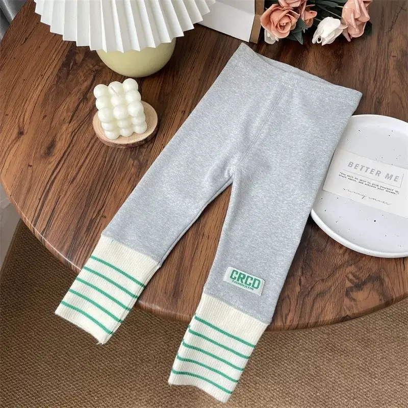 

Thin Baby girl leggings new fashionable and sweet children's patchwork leggings long pants slim fit pants