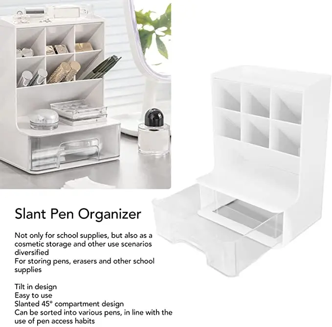 Formwell Pen Holder Desk Organizers with Drawer Office Supplies Storage & Desk Accessories with 7 Compartments