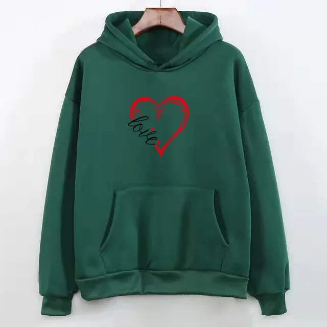 2023 Streetwear Hoodie Fashion Love Print Spring Autumn Women\'s Fleece Sweater Long Sleeve Pullover