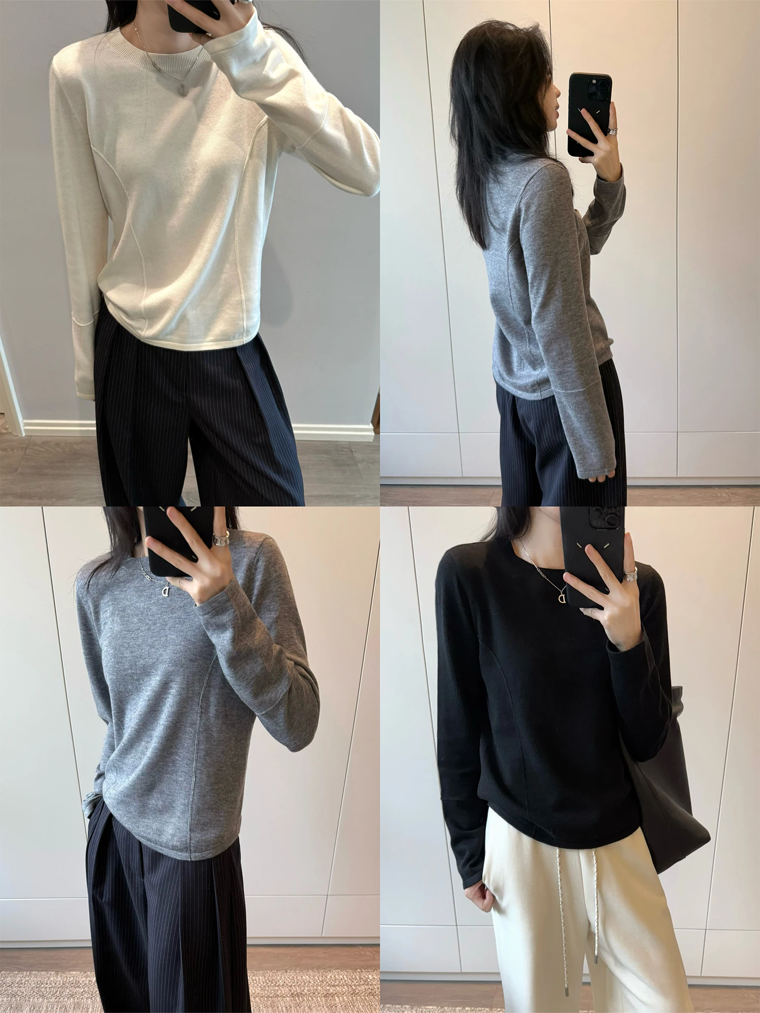 

Женский вязаный свитер Camere, круглый пуловер, базовый слой, топ, пальто, повседневный цветной вязаный длинный све