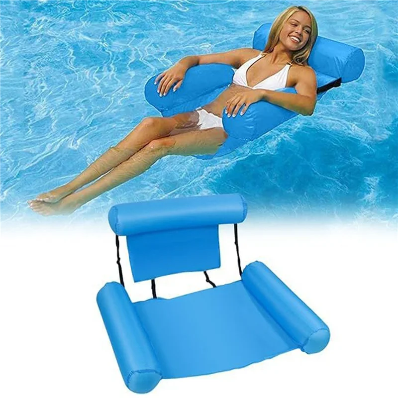 ABUL-2X Pool Float Chair, Adult Inflatable Pool Lounger, Foldable Portable Float Seat, Pool Party Summer Water Fun Blue