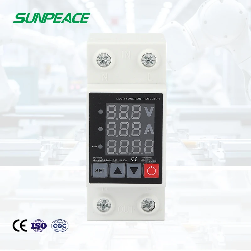 

2P 63A 220V Single Phase Adjustable Digital AC DC Over and Under Current Voltage Protector