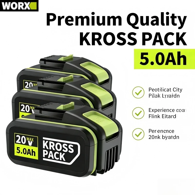 

Worx 20V battery with high capacity of 6.0Ah is suitable for cordless power tools such as WA3520 WA3525 WA3575 WA3578.