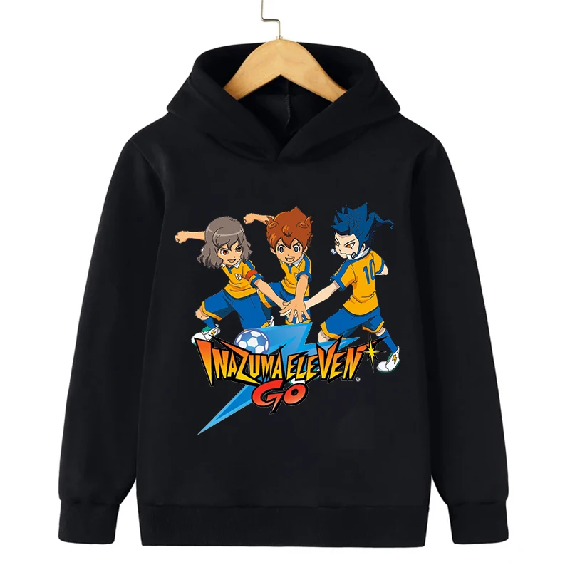 New Inazuma Eleven Go Boys Girls Hoodie Long Sleeve Clothes Cartoon Sweatshirt Winter Pullover Kids Hooded Tops Birthday Gift