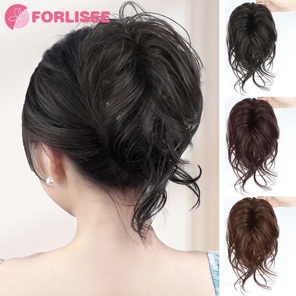 

FORLISEE Synthetic Short Wavy Ponytail Ribbon Drawstring Wrap Around Hair Tail Extension Natural Fake Hairpieces for Women