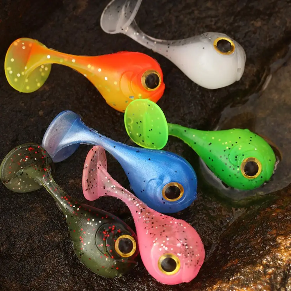 

6pcs/pack Silicone Small Baits Whale-shape T-tail Soft Fish Lure 4cm 3g High Simulation Color Fake Lure With Reflective Film