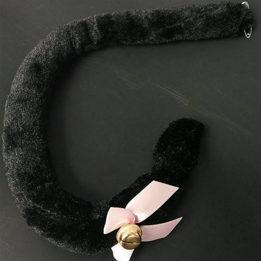 

50Cm Tail Black Flexible Detachable Bell Accessory For Halloween Party Costume Festival Maid Animal Role Play Tail
