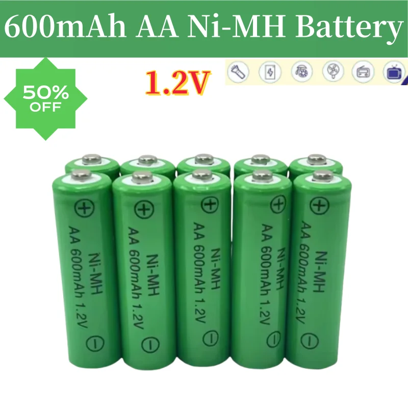 

1-50PCS 1.2V AA Battery 600mAh Rechargeable Battery NI-MH 1.2V AA Batteries for Clocks Toys MP3/MP4 Flashlight Camera Mice