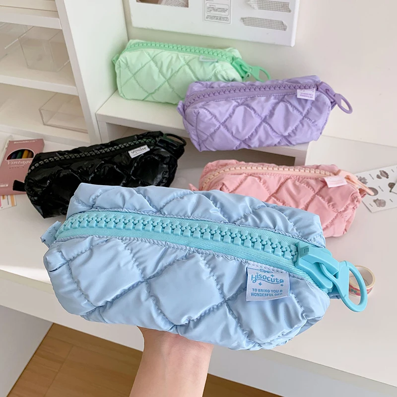 Cute Large Capacity Cosmetic Storage Bag Fashion Candy Color Pencil Case Sweet Versatile Soft Stationery Storage Bag Gifts