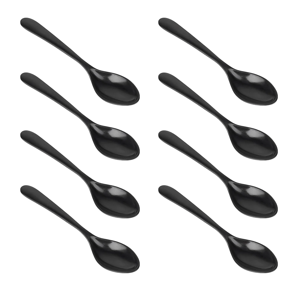 

8 pcs Black Matte Soup Spoon Kitchen Melamine Rice Spoons Delicate Serving Unique Design Smooth Craftsmanship Experience