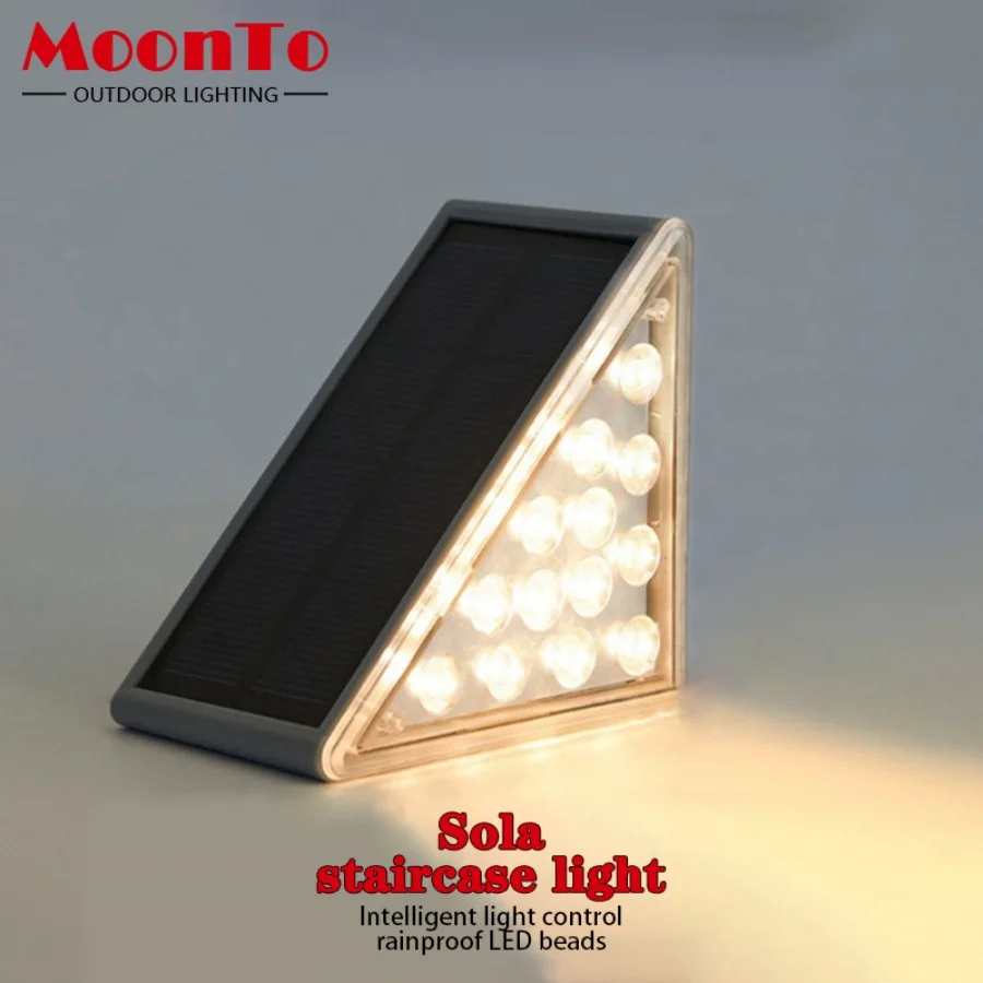 

Outdoor LED Solar Step Light IP67 Waterproof Staircase Light Lens High Brightness Design Deck Passage Courtyard Decor Lighting