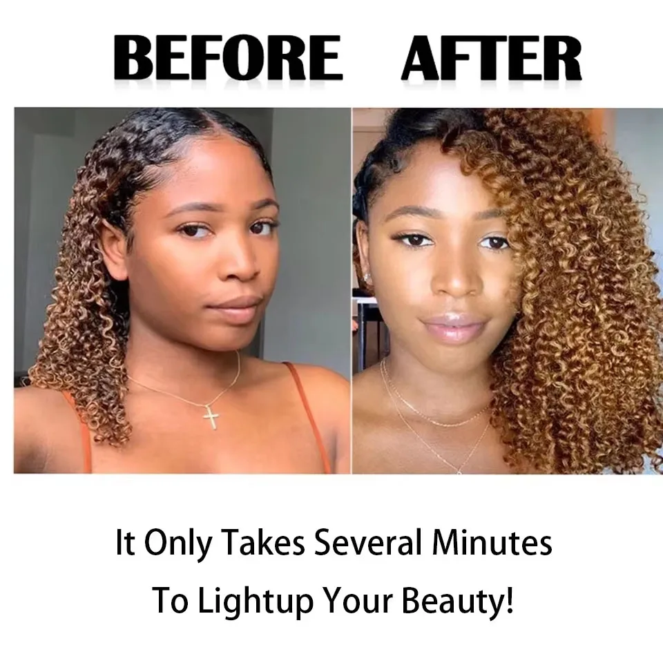 T1b/4/27 Ombre Colored 3 Tone Afro Kinky Curly Clip-In Hair Extension Human Hair 8 Pieces Clips Ins Hair Extensions 120g
