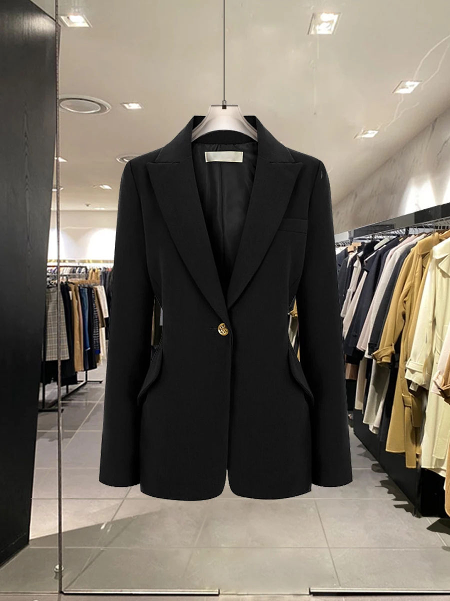 E Preto Emaecedor Conjunto F de Moda com Cintura Ajustada 2025 Novo Estilo de Outono Versátil Qualidade Artes...