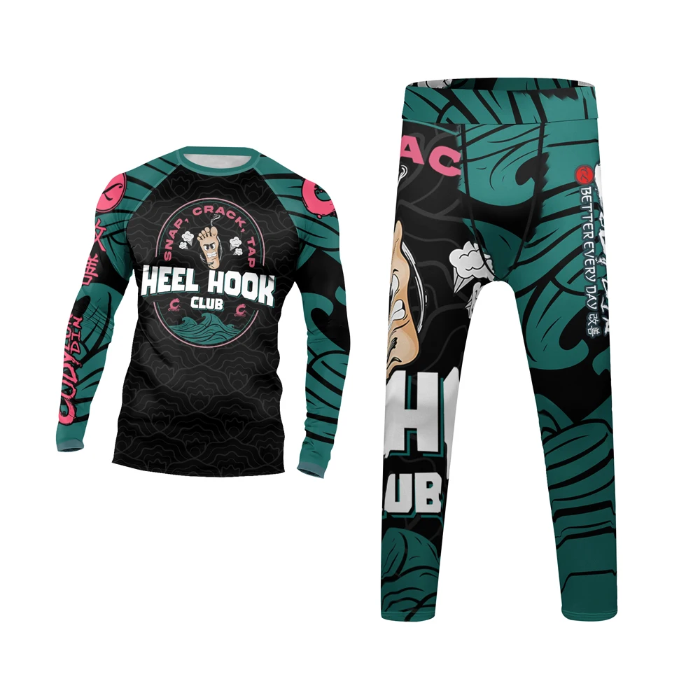 Abbigliamento Sportivo per Bambini MMA BJJ Muay Thai, Completo da Allenamento e Corsa, Rashguard per Ragazzi, Tuta da Boxe e Jiu Jitsu, Abbigliamento da Palestra per Bambini