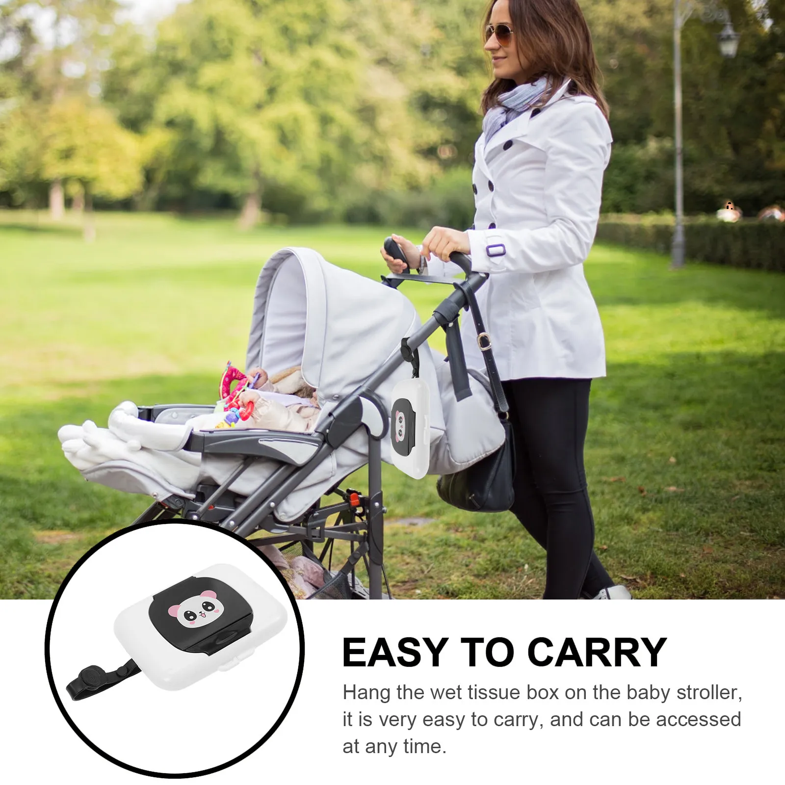 Baby Wet Wipes Holder Portable Box with Button Lid for Outdoor Use Stroller Crib Baby Wipe Dispenser Wipe Holder view 3