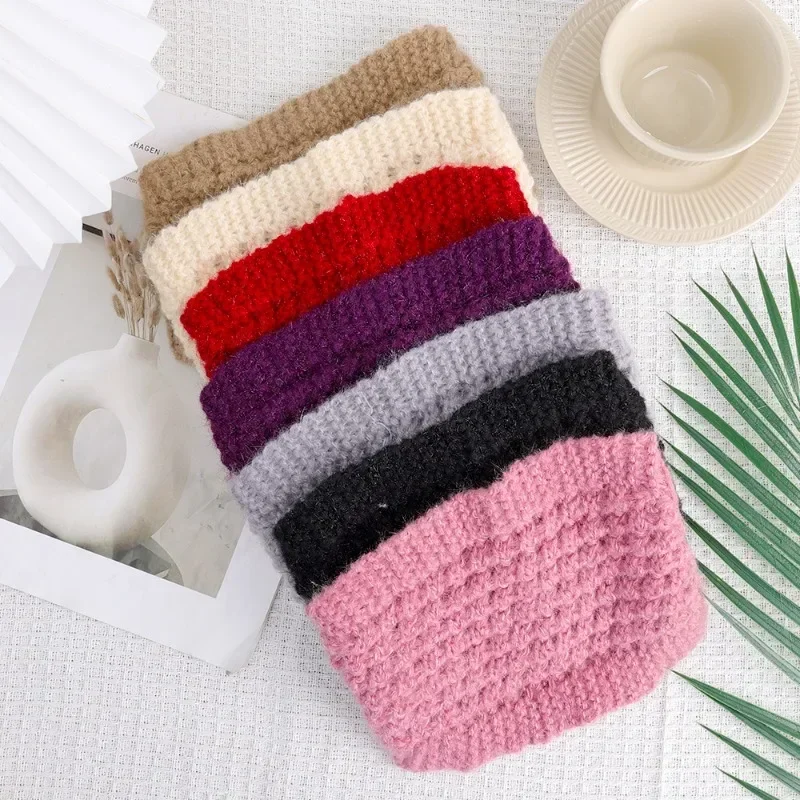 Elastic Knitted Wool Headband Autumn Winter Women Solid Color Windproof Warm Headband Outdoors Sports Headband Hair Accessories