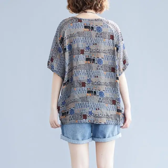 Women Fashionable Loose Literary Summer Clothing Cotton Linen Round Neck Short-sleeved T-shirt Top 2025 New Style