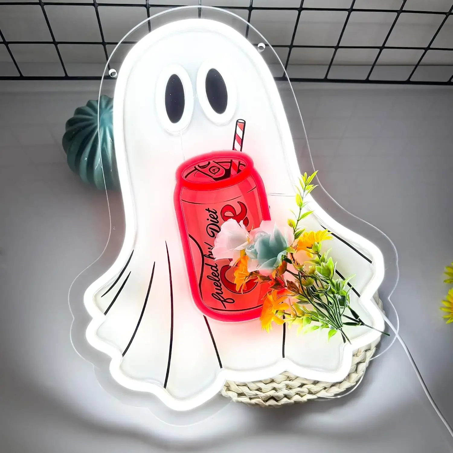 Halloween Ghost Neon Sign USB LED Neon Light Coffee Shop Bar Party Gaming Room Bedroom Aesthetic Decor Night Light Gift