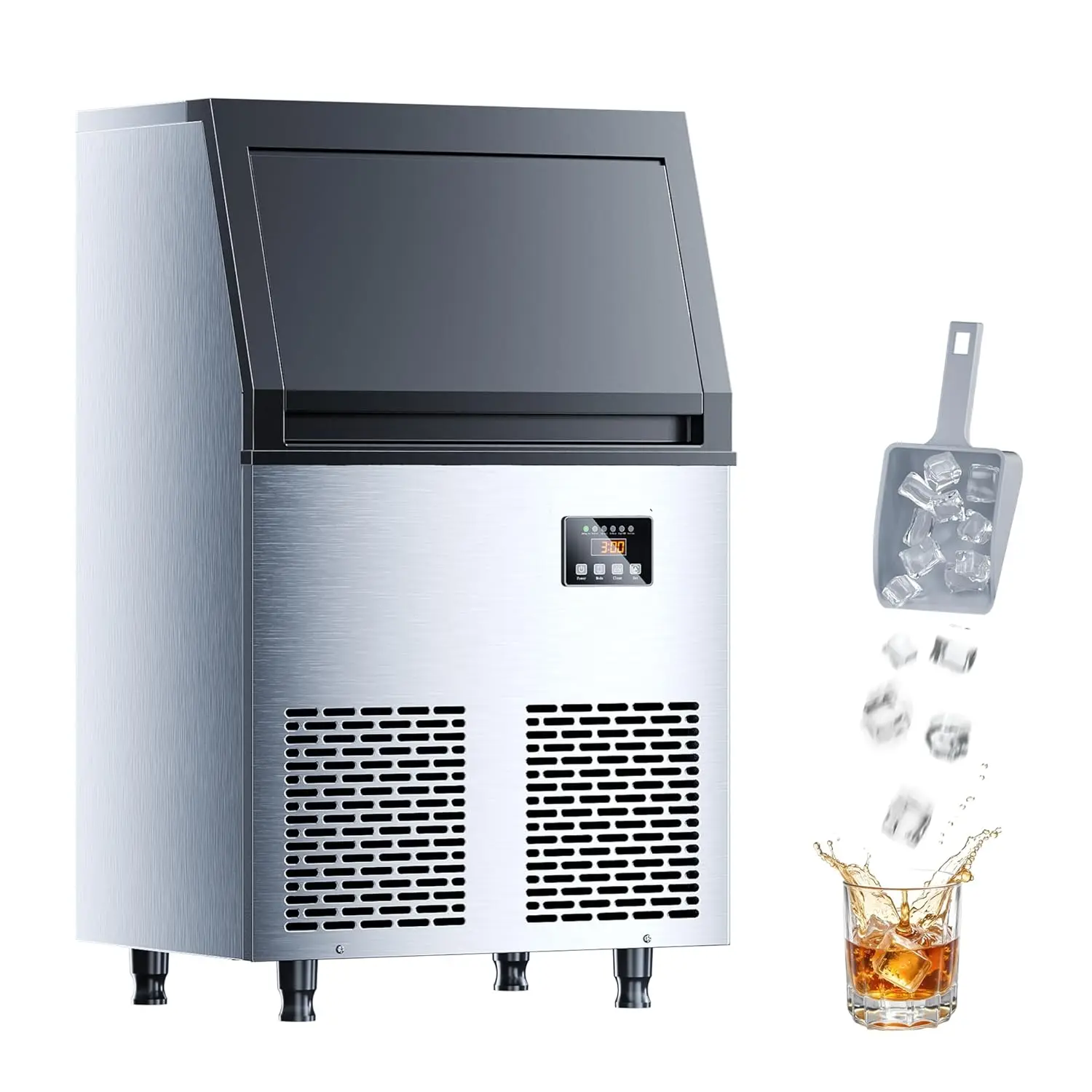 

200 lbs/24H Commercial Ice Maker Machine,45 Cubes/6mins, 35 lbs Ice Storage Capacity, Under Counter Ice Maker Self, Customized